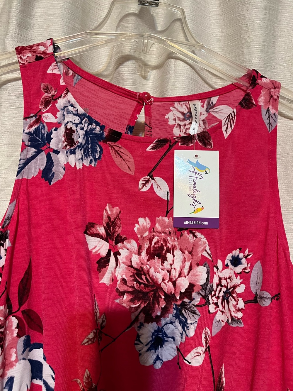 NWT 2X Romper by Emerald in gorgeous bright pink and blue floral print! - Picture 2 of 5